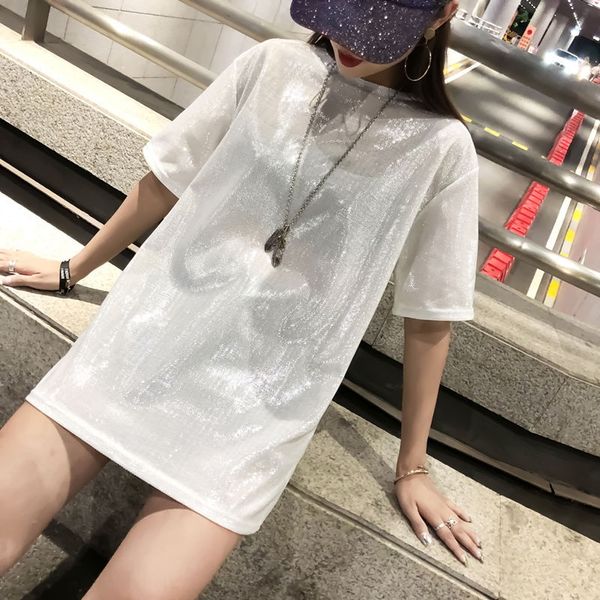 summer 2020 new underclothing missing bright silk t-shirt women's short sleeve medium length loose half sleeve ins super fire underw, White
summer 2020 new underclothing missing bright silk t-shirt women's short sleeve medium length loose half sleeve ins super fire underw, White