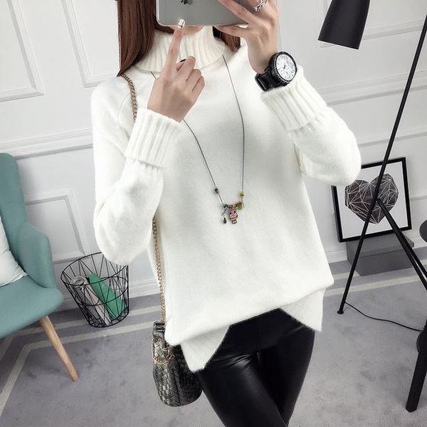 women sweater 2020 autumn winter knitted sweaters pullovers turtleneck long sleeve solid color slim elastic short sweater, White;black
women sweater 2020 autumn winter knitted sweaters pullovers turtleneck long sleeve solid color slim elastic short sweater, White;black