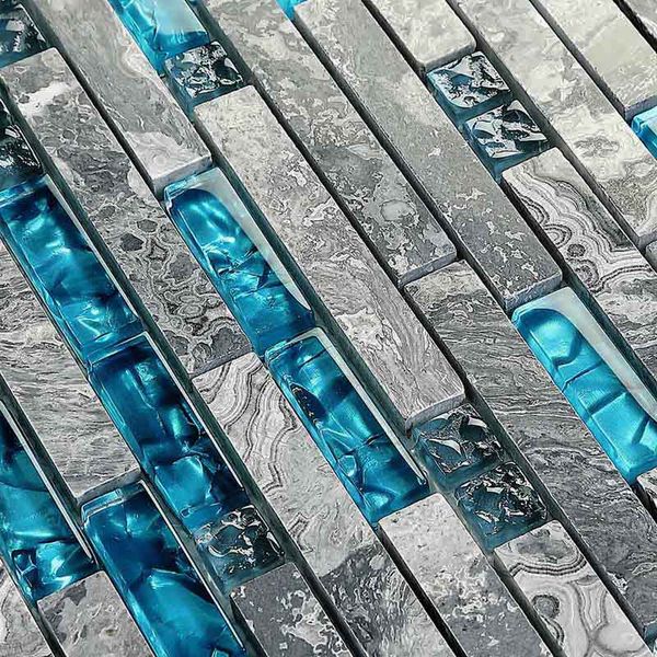 gray and teal backsplash tile, striped marble & glass mosaic for kitchen, bathroom and shower walls
gray and teal backsplash tile, striped marble & glass mosaic for kitchen, bathroom and shower walls