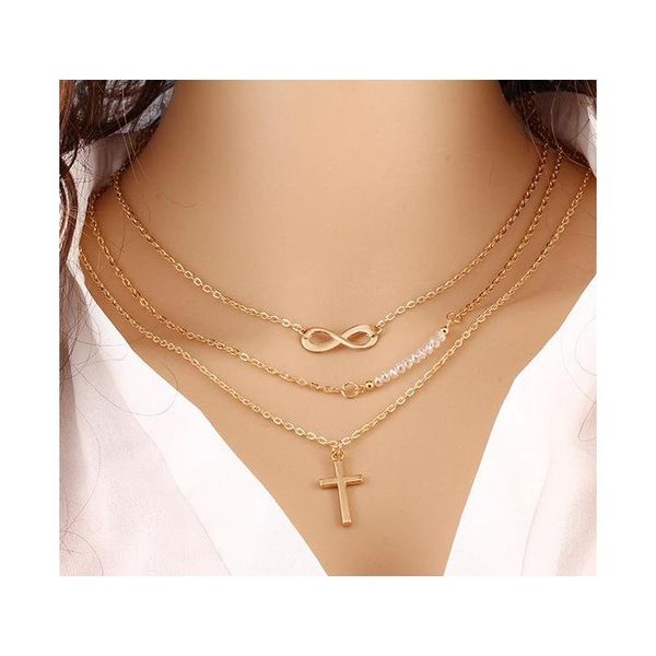 big temperament multi-layer metal cross pendant necklace lucky 8 chain necklace clavicle chain beads necklace shipping wholesale knhh5 pbkdh, Silver
big temperament multi-layer metal cross pendant necklace lucky 8 chain necklace clavicle chain beads necklace shipping wholesale knhh5 pbkdh, Silver