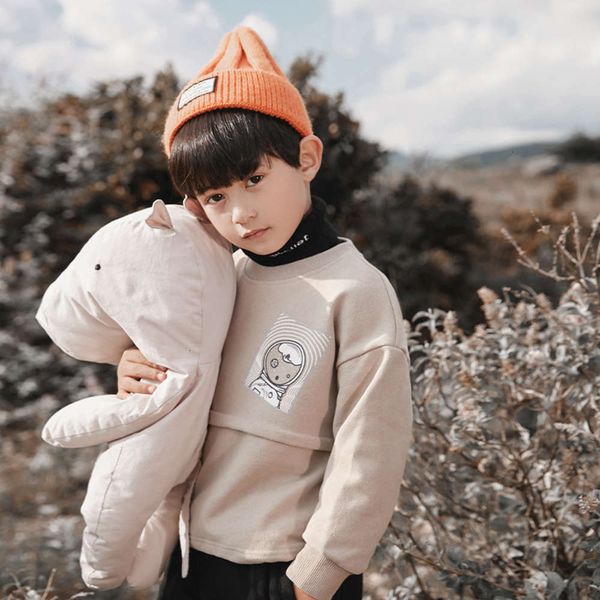 new wear sweater 2020 winter boys' plush long sve middle and large children's round neck pullover 7b65, Black
new wear sweater 2020 winter boys' plush long sve middle and large children's round neck pullover 7b65, Black