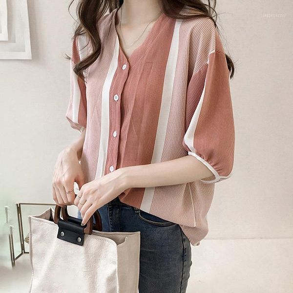 women's casual striped shirts blouses loose bat sleeve fashion buttons 1, White
women's casual striped shirts blouses loose bat sleeve fashion buttons 1, White