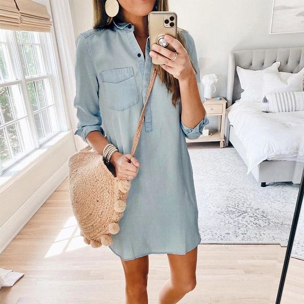 denim turndown collar women mini dress solid button long sleeve pocket loose female dresses 2020 autumn fashion ladies vestidos1, Black;gray
denim turndown collar women mini dress solid button long sleeve pocket loose female dresses 2020 autumn fashion ladies vestidos1, Black;gray