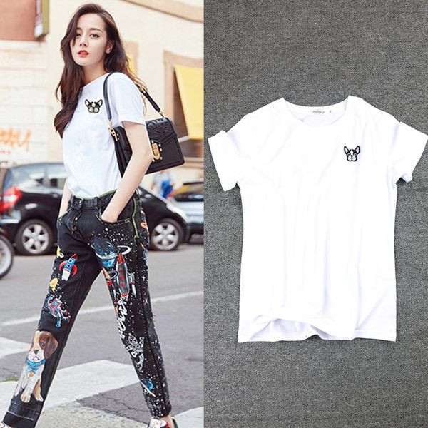 summer 2020 new star deli rebatong t-shirt embroidery short sleeve women's cotton cartoon dog t-shirt cartoon dog summer glxwe, White
summer 2020 new star deli rebatong t-shirt embroidery short sleeve women's cotton cartoon dog t-shirt cartoon dog summer glxwe, White
