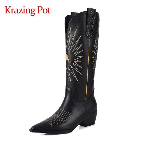 krazing pot new western boots small square toe high heel embroidery thread special design mature young lady knee-high boots l881, Black
krazing pot new western boots small square toe high heel embroidery thread special design mature young lady knee-high boots l881, Black