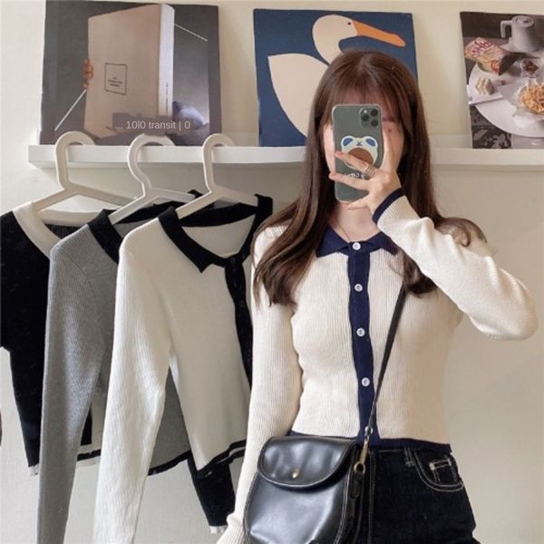 vg2sp autumn 2020 breasted new fashion women's wear color contrast lapel single korean coat t-shirt long sleeve t-shirt slim and slim t, White;black
vg2sp autumn 2020 breasted new fashion women's wear color contrast lapel single korean coat t-shirt long sleeve t-shirt slim and slim t, White;black