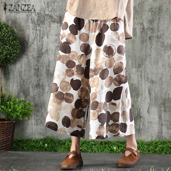 women's wide leg pants zanzea casual polka dot printed trousers summer elastic waist pantalon cropped trousers plus size y200418, Black;white
women's wide leg pants zanzea casual polka dot printed trousers summer elastic waist pantalon cropped trousers plus size y200418, Black;white