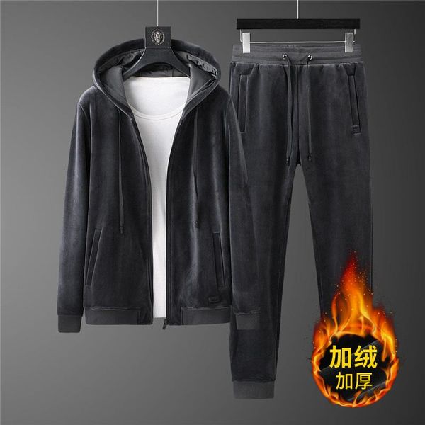 the new winter more add wool suit men pleuche hooded cardigan popular logo recreational youth two-piece outfit, Gray
the new winter more add wool suit men pleuche hooded cardigan popular logo recreational youth two-piece outfit, Gray