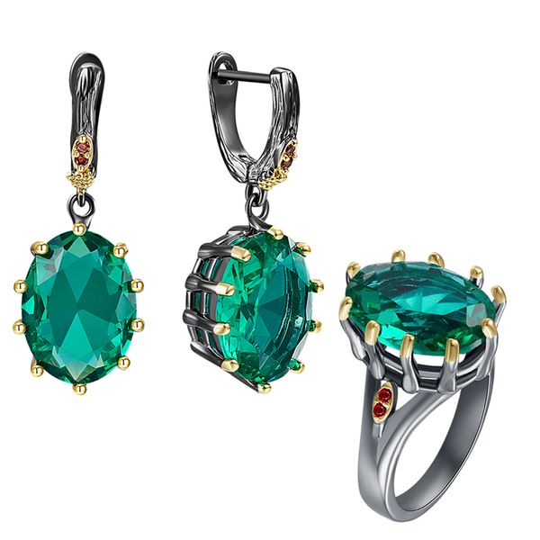 beautiful christmas gift dk green earrings ring jewellery setting big oval stone statement 2pcs jewelry sets, Silver
beautiful christmas gift dk green earrings ring jewellery setting big oval stone statement 2pcs jewelry sets, Silver