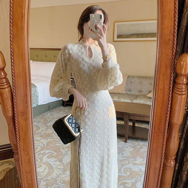 women elegant cheongsam dress chinese style autumn winter new solid sheath button split midi dresses slim chic vestidos, Black;gray
women elegant cheongsam dress chinese style autumn winter new solid sheath button split midi dresses slim chic vestidos, Black;gray