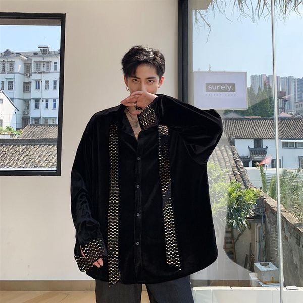 vintage streetwear hip hop men long sleeve shirt stage male show club clothing sequin ribbon loose casual velvet tie shirt b701, White;black
vintage streetwear hip hop men long sleeve shirt stage male show club clothing sequin ribbon loose casual velvet tie shirt b701, White;black