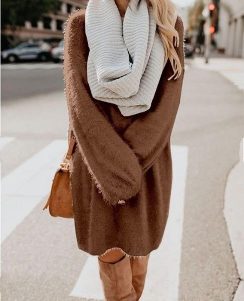 sweater women dress autumn solid color o neck sweater fluffy loose knee-length dress soft thin loose women party, White;black
sweater women dress autumn solid color o neck sweater fluffy loose knee-length dress soft thin loose women party, White;black