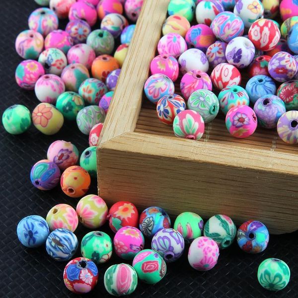 30pcs 8mm polymer clay flower pattern printing mix colors beads round spacer loose beads for making qylphd, Crystal 
30pcs 8mm polymer clay flower pattern printing mix colors beads round spacer loose beads for making qylphd, Crystal