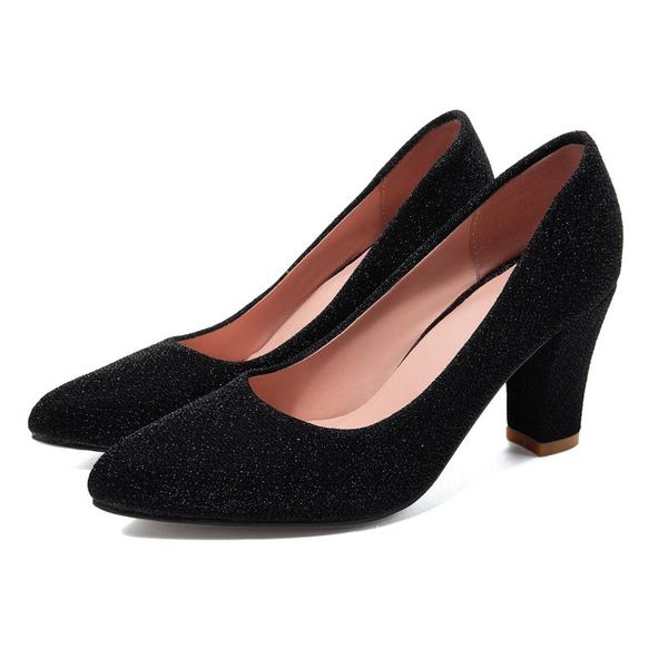 big size pointed sequin platform shoes ladies high heels women shoes woman pumps, Black