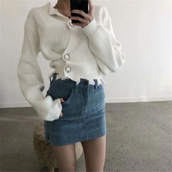women knitted cardigan sweater fashion casual ireegular solid color o-neck long sleeve button coat ouftits female chic, White
women knitted cardigan sweater fashion casual ireegular solid color o-neck long sleeve button coat ouftits female chic, White