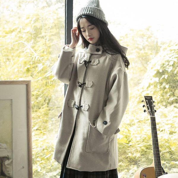 women's wool & blends cloth coat female horn of fund 2021 winter college students relaxed joker wind hooded, Black
women's wool & blends cloth coat female horn of fund 2021 winter college students relaxed joker wind hooded, Black