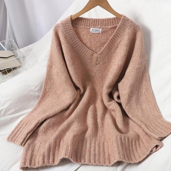 winter new style thin loose pullover v-neck knitted sweater women's versatile solid color korean top, White;black
winter new style thin loose pullover v-neck knitted sweater women's versatile solid color korean top, White;black