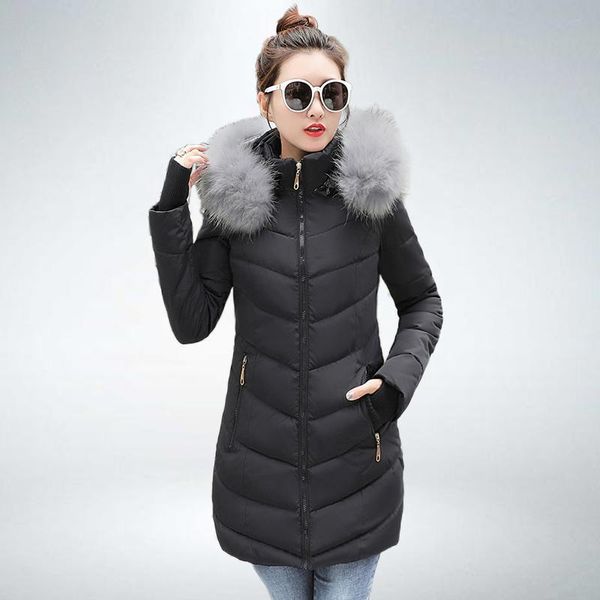 women's down & parkas winter women long jacket solid slim parka mujer plus size hooded fur collar thick outwear coat 2021, Black
women's down & parkas winter women long jacket solid slim parka mujer plus size hooded fur collar thick outwear coat 2021, Black