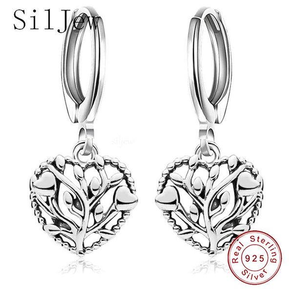 hoop & huggie siljew women authentic fashion 925 sterling silver family tree earrings girls heart jewelry gift moda bijoux, Golden;silver 
hoop & huggie siljew women authentic fashion 925 sterling silver family tree earrings girls heart jewelry gift moda bijoux, Golden;silver