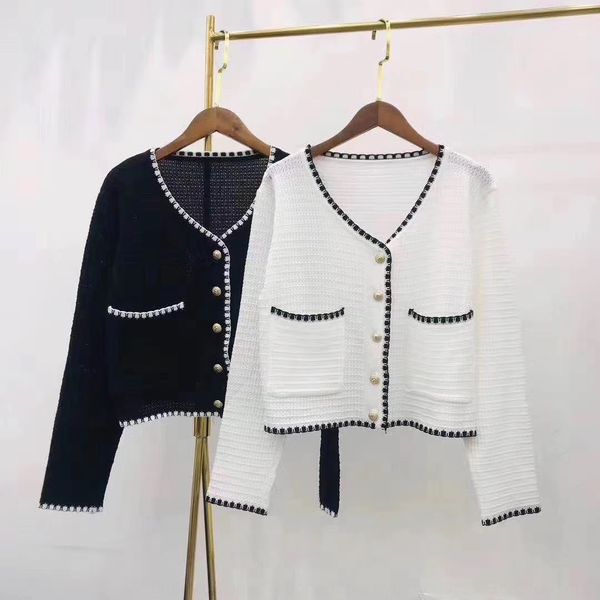 new style small fragrance thin ice silk knitted cardigan v-neck short coat lace lace cut-out short coat long sleeve in early autumn, White;black
new style small fragrance thin ice silk knitted cardigan v-neck short coat lace lace cut-out short coat long sleeve in early autumn, White;black