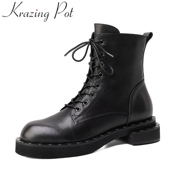 krazing pot luxury cow leather size 40 handmade elegant brand rivet winter shoes med heel cool pearl motorcycle ankle boots l99, Black
krazing pot luxury cow leather size 40 handmade elegant brand rivet winter shoes med heel cool pearl motorcycle ankle boots l99, Black