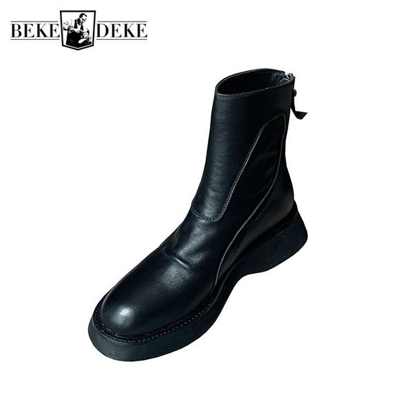 boots boyfriend style women genuine leather thick platform ankle zipper 2021 winter bikers riding shoes botas, Black
boots boyfriend style women genuine leather thick platform ankle zipper 2021 winter bikers riding shoes botas, Black