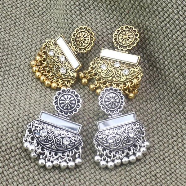 dangle & chandelier bollywood oxidized jewelry jhumka drop earrings with rhinestones bells tassel mirror earring women party gypsy tribal1, Silver 
dangle & chandelier bollywood oxidized jewelry jhumka drop earrings with rhinestones bells tassel mirror earring women party gypsy tribal1, Silver