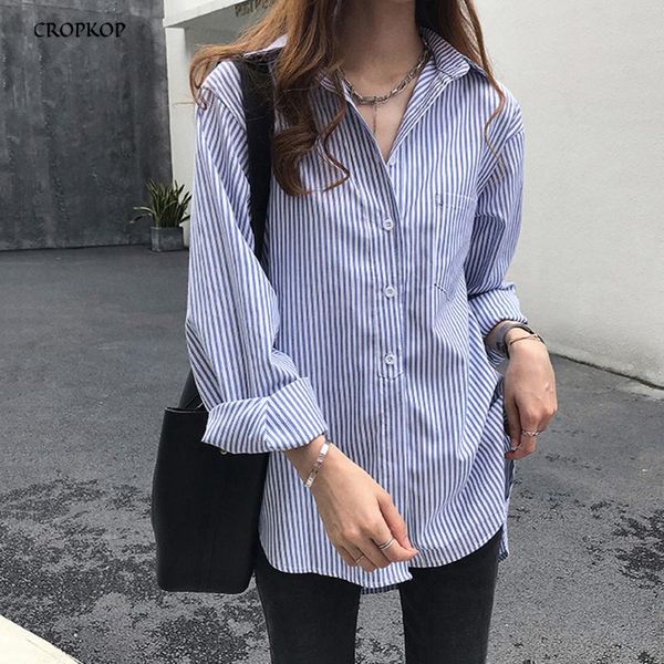 women blouses korean style blue striped long sleeve plus size shirts button up casual autumn oversized clothes fashion 2020, White
women blouses korean style blue striped long sleeve plus size shirts button up casual autumn oversized clothes fashion 2020, White