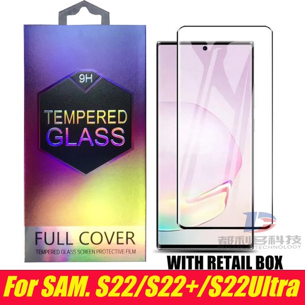 Image of s22 Full Cover Tempered Glass Phone Screen Protector For Galaxy S22 Plus Ultra s22ultra S22Plus Highly Transparent support fingerprint unlock no hole