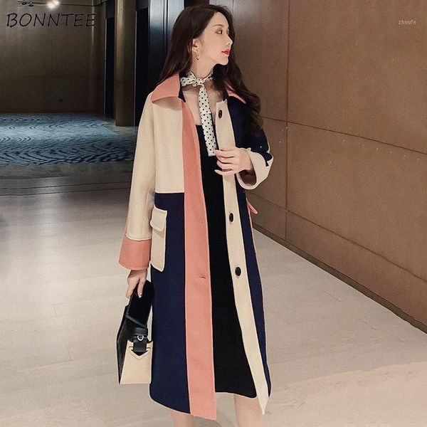 blends women patchwork simple long coat outwear winter pockets turn-down collar all-match korean style female single breasted1, Black
blends women patchwork simple long coat outwear winter pockets turn-down collar all-match korean style female single breasted1, Black