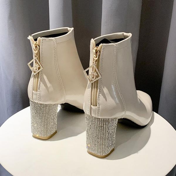 white mid-calf boots round toe booties woman 2020 high heels winter shoes for women boots-women crystal luxury designer, Black
white mid-calf boots round toe booties woman 2020 high heels winter shoes for women boots-women crystal luxury designer, Black