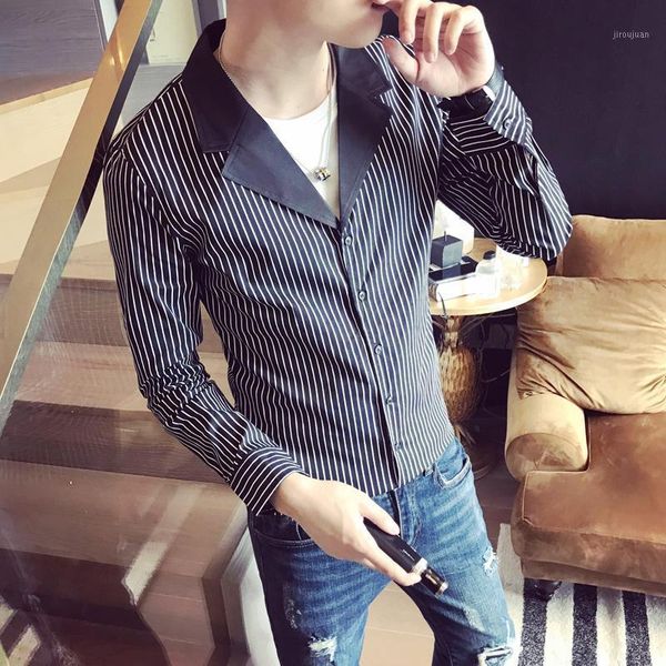 2021 male korean version of the trend of self-cultivation handsome long-sleeved shirt men's fashion pinstripe business shirt1, White;black
2021 male korean version of the trend of self-cultivation handsome long-sleeved shirt men's fashion pinstripe business shirt1, White;black
