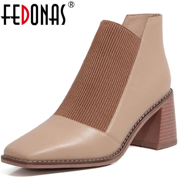 fedonas fashion winter shoes for women genuine leather high heels boots boots elastic band casual wedding ankle heels, Black
fedonas fashion winter shoes for women genuine leather high heels boots boots elastic band casual wedding ankle heels, Black