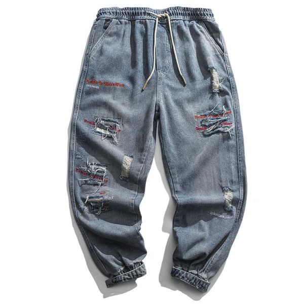 men's jeans fashion streetwear letter embroideried hip hop casual hole pants oversized joggers men trousers blue
men's jeans fashion streetwear letter embroideried hip hop casual hole pants oversized joggers men trousers blue