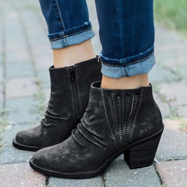 women's high heels boots ankle boots zippers pleated ladies short women shoes platform rivet slip on suede botas new female, Black
women's high heels boots ankle boots zippers pleated ladies short women shoes platform rivet slip on suede botas new female, Black