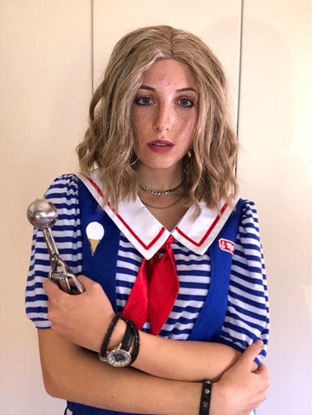 luxury- stranger things robin scoops ahoy costume for children and adult, includes a romper, a hat, and a name badge cosplay costume, Silver
luxury- stranger things robin scoops ahoy costume for children and adult, includes a romper, a hat, and a name badge cosplay costume, Silver