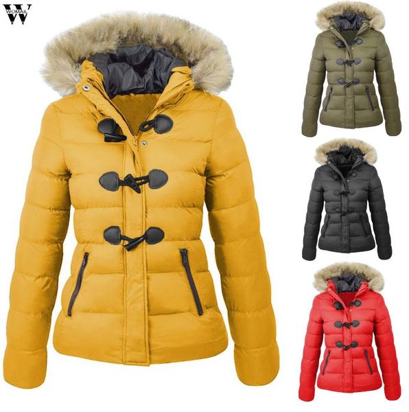 women's jackets winter jacket women coats raccoon fur collar female parka black thick cotton padded lining ladies horn button coat, Black;brown
women's jackets winter jacket women coats raccoon fur collar female parka black thick cotton padded lining ladies horn button coat, Black;brown