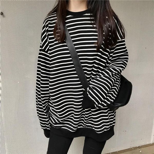 autumn new women oversize fashion casual sweater large size korea ulzzang vintage loose striped harajuku regular sweater, White;black
autumn new women oversize fashion casual sweater large size korea ulzzang vintage loose striped harajuku regular sweater, White;black