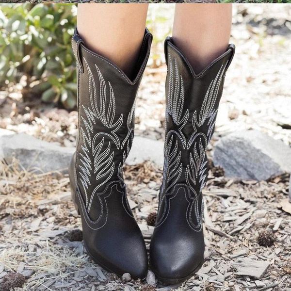 women winter slip on mid-calf boots ladies pu leather cone heels boots woman fashion warm sewing shoes female footwear 2020 new1, Black
women winter slip on mid-calf boots ladies pu leather cone heels boots woman fashion warm sewing shoes female footwear 2020 new1, Black