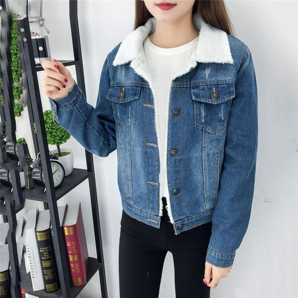 women denim jacket with fur women autumn winter denim jacket warm upset vintage long sleeve loose jeans coat outwear, Black;brown
women denim jacket with fur women autumn winter denim jacket warm upset vintage long sleeve loose jeans coat outwear, Black;brown