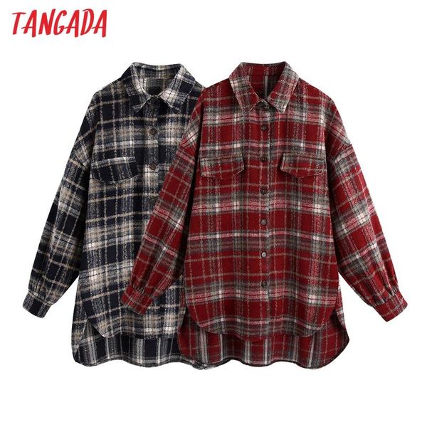 tangada women woolen plaid thick coats jacket loose long sleeves pocket 2020 ladies elegant autumn winter coat be718, Black
tangada women woolen plaid thick coats jacket loose long sleeves pocket 2020 ladies elegant autumn winter coat be718, Black