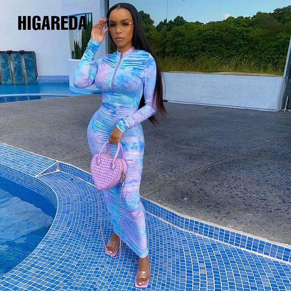 2020 long sleeve tie dye zipper ruched bodycon maxi dress autumn winter women streetwear party elegant long dress, Black;gray
2020 long sleeve tie dye zipper ruched bodycon maxi dress autumn winter women streetwear party elegant long dress, Black;gray
