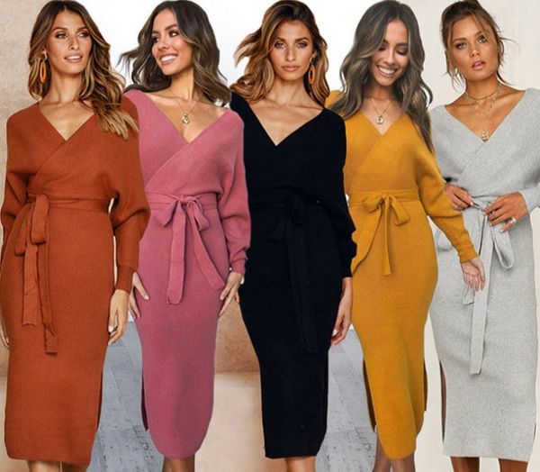 autumn v-neck cross belt sweater knit dress slim winter long sleeve pure color elegant ladies women dresses 121607, White;black
autumn v-neck cross belt sweater knit dress slim winter long sleeve pure color elegant ladies women dresses 121607, White;black