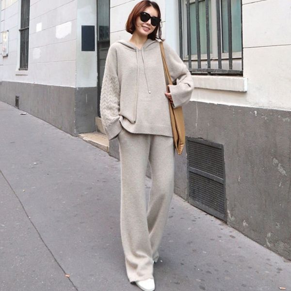 weert korean knitted casual style sweater women's 2020 autumn and sweater winter new loose hooded suit pants pants leg elegant two-piec, Gray
weert korean knitted casual style sweater women's 2020 autumn and sweater winter new loose hooded suit pants pants leg elegant two-piec, Gray