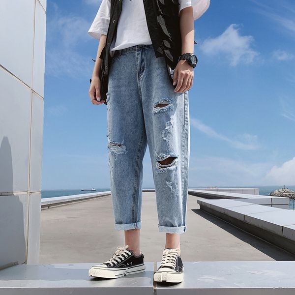 y25gn nine point slim fit with in holes autumn men's and south korea's trendy raw and pants with elastic 9 jeans u0i2 jeans points, Blue
y25gn nine point slim fit with in holes autumn men's and south korea's trendy raw and pants with elastic 9 jeans u0i2 jeans points, Blue