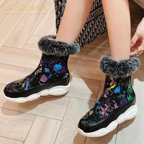 lapolaka 2020 fashion new comfortable bling shoes women boots zip up add fur autumn winter comfy height increasing boots ladies, Black
lapolaka 2020 fashion new comfortable bling shoes women boots zip up add fur autumn winter comfy height increasing boots ladies, Black