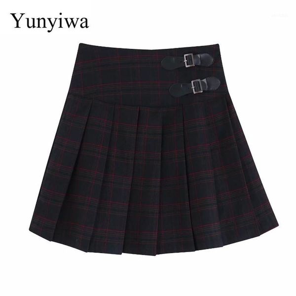 women vintage checked plaid print pleated mini skirt faldas mujer ladies belt decorate side zipper vestidos casual skirts1, Black
women vintage checked plaid print pleated mini skirt faldas mujer ladies belt decorate side zipper vestidos casual skirts1, Black