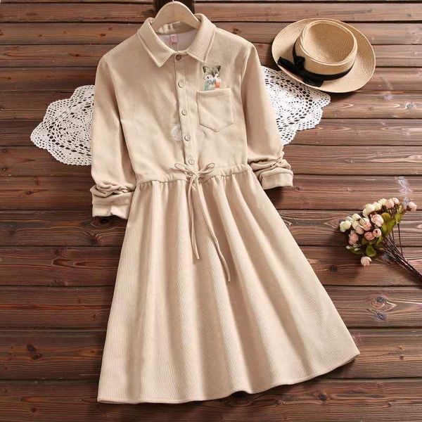 winter embroidered cute dress for women new fashion long sleeve velvet thick striped kawaii dress mori girl vestidos cat dress, Black;gray
winter embroidered cute dress for women new fashion long sleeve velvet thick striped kawaii dress mori girl vestidos cat dress, Black;gray