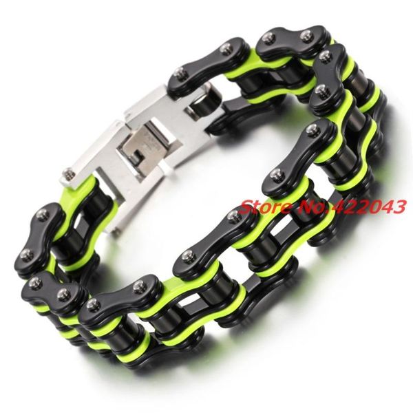 link, chain fashion 17mm mens sport wristband boys green black color 316l stainless steel biker motorcycle bracelet 8.66" bangles
link, chain fashion 17mm mens sport wristband boys green black color 316l stainless steel biker motorcycle bracelet 8.66" bangles