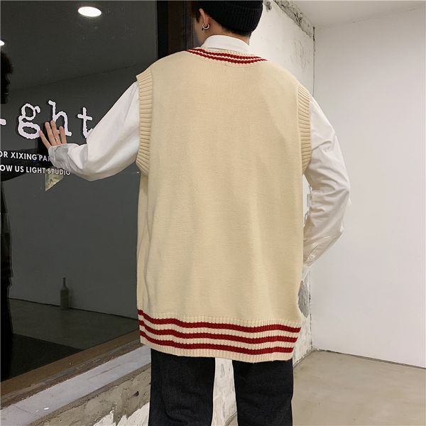 men v-neck cotton sweater vest patchwork spacious sleeveless perfect quality fashion clothes casual knitted wool jumper coat 201203, White;black
men v-neck cotton sweater vest patchwork spacious sleeveless perfect quality fashion clothes casual knitted wool jumper coat 201203, White;black